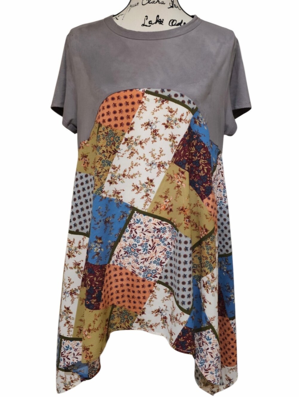 Annabelle Gray Patchwork Floral Tunic